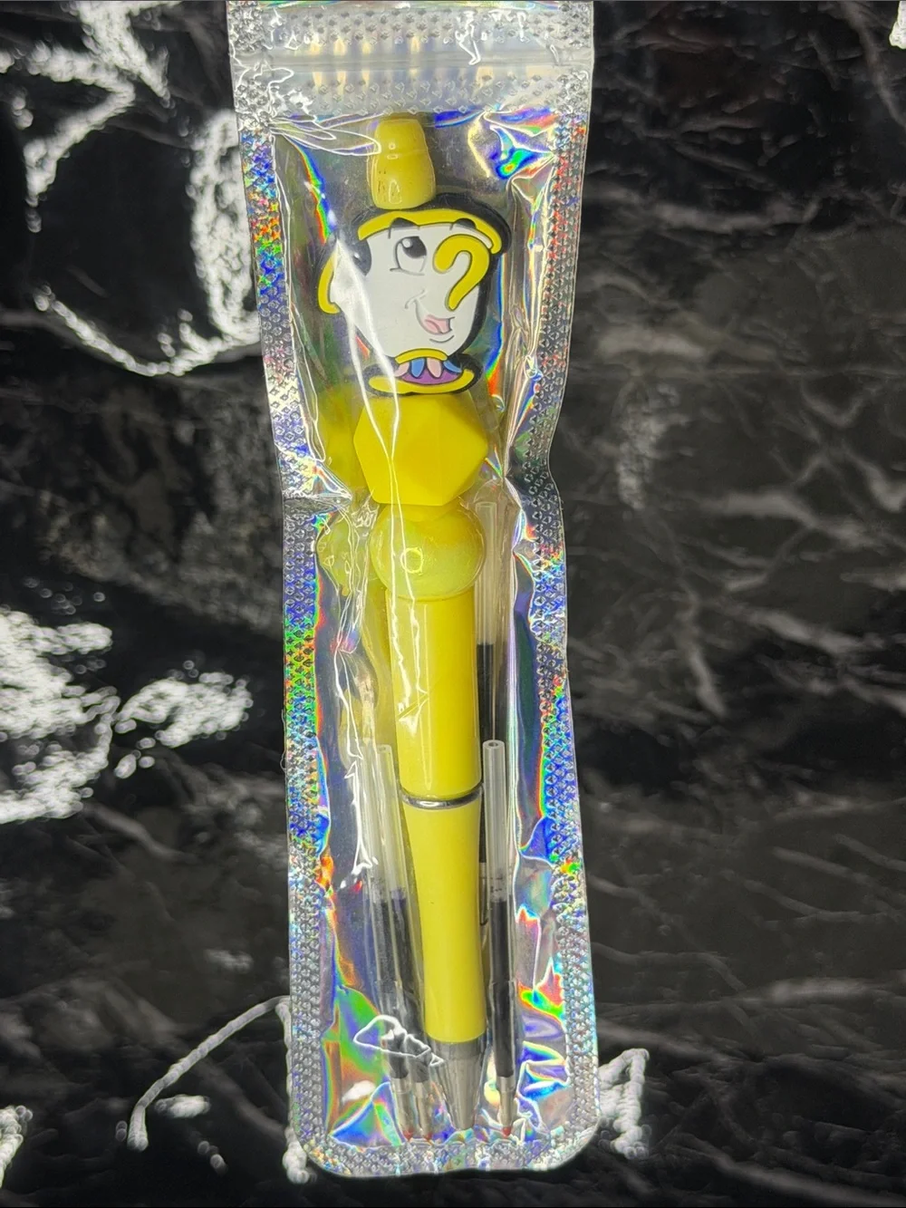 Chip from Beauty & the Beast Focal Bead Pen Blue & Black Ink